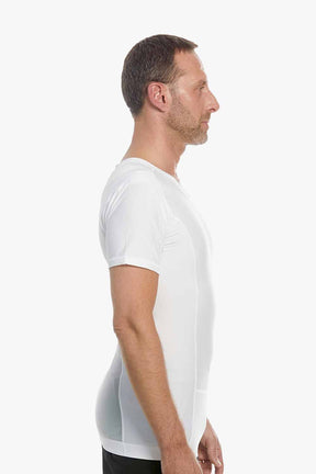 miesten asento korjaava paita vetoketjulla valkoisena